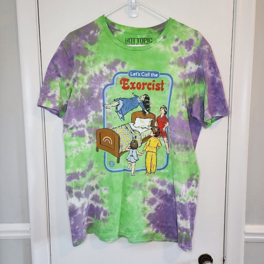 Let's Call The Exorcist Hot Topic Shirt Medium Adult Green Purple Tie Dye